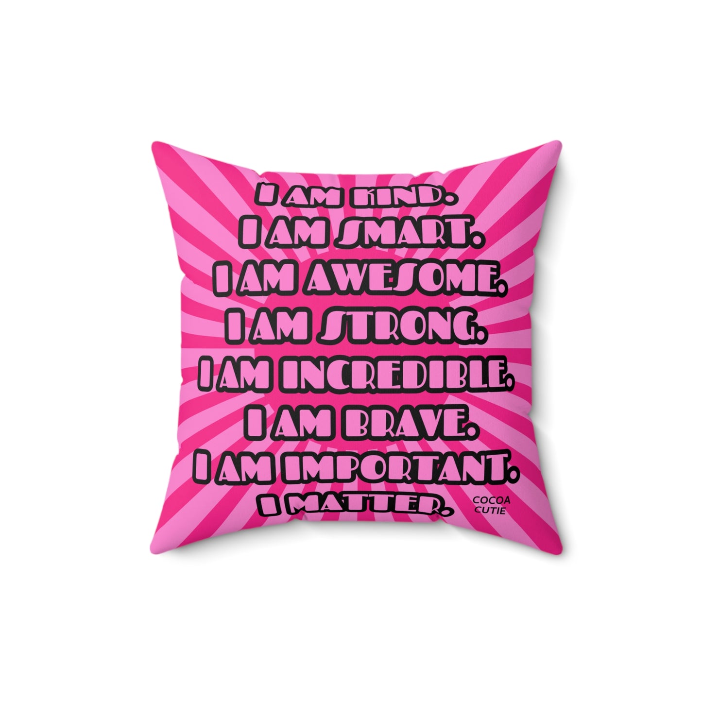 Cocoa Cutie Afro Puffs Pink Bows Affirmation Pillow- Girl (PICK SKIN TONE)