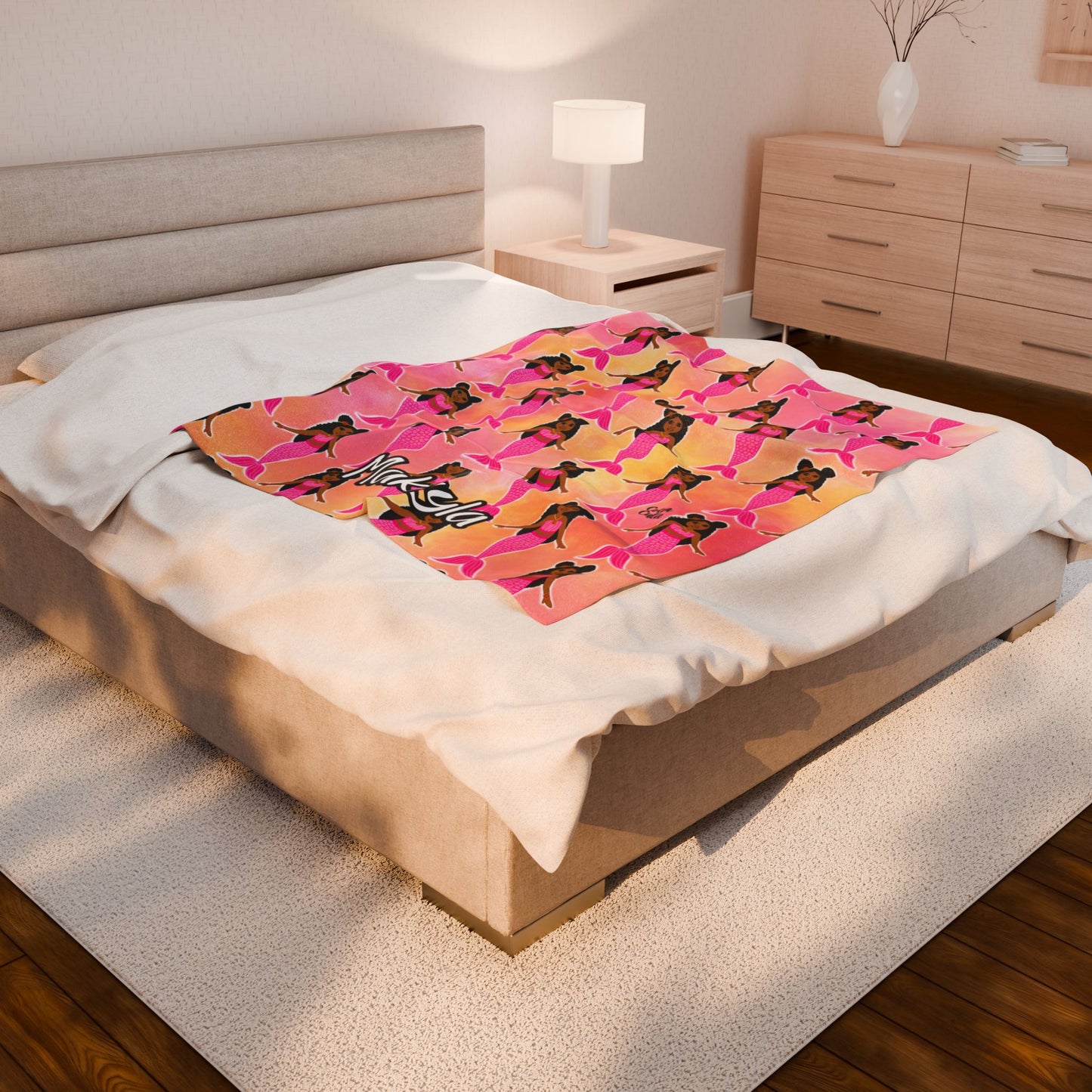 Cocoa Cutie Pink Mermaid Blanket (Three Sizes)