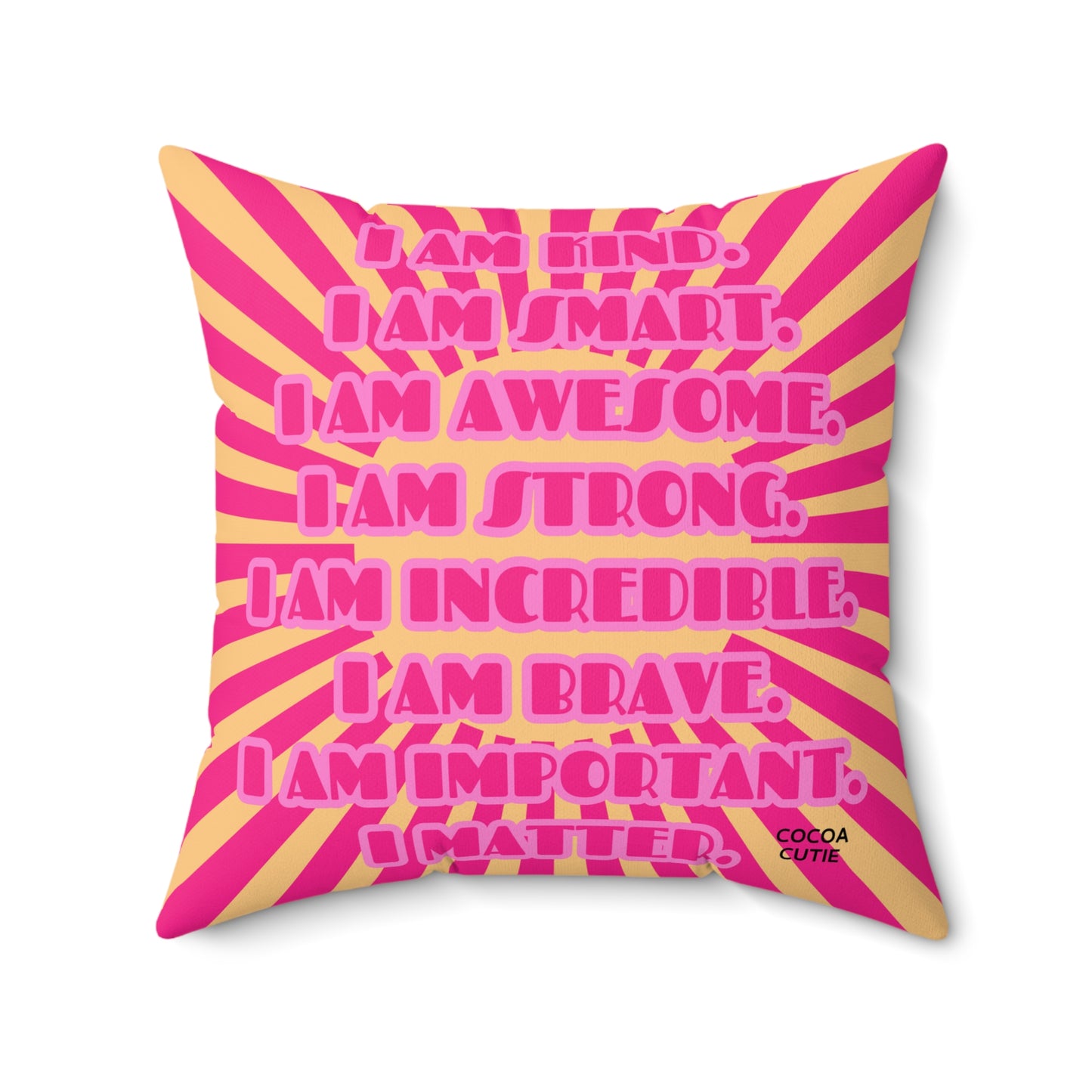 Cocoa Cutie Mermaid PINK Affirmation Pillow- Girl (PICK SKIN TONE)