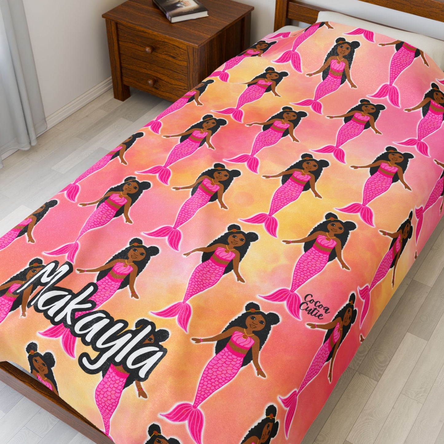 Cocoa Cutie Pink Mermaid Blanket (Three Sizes)