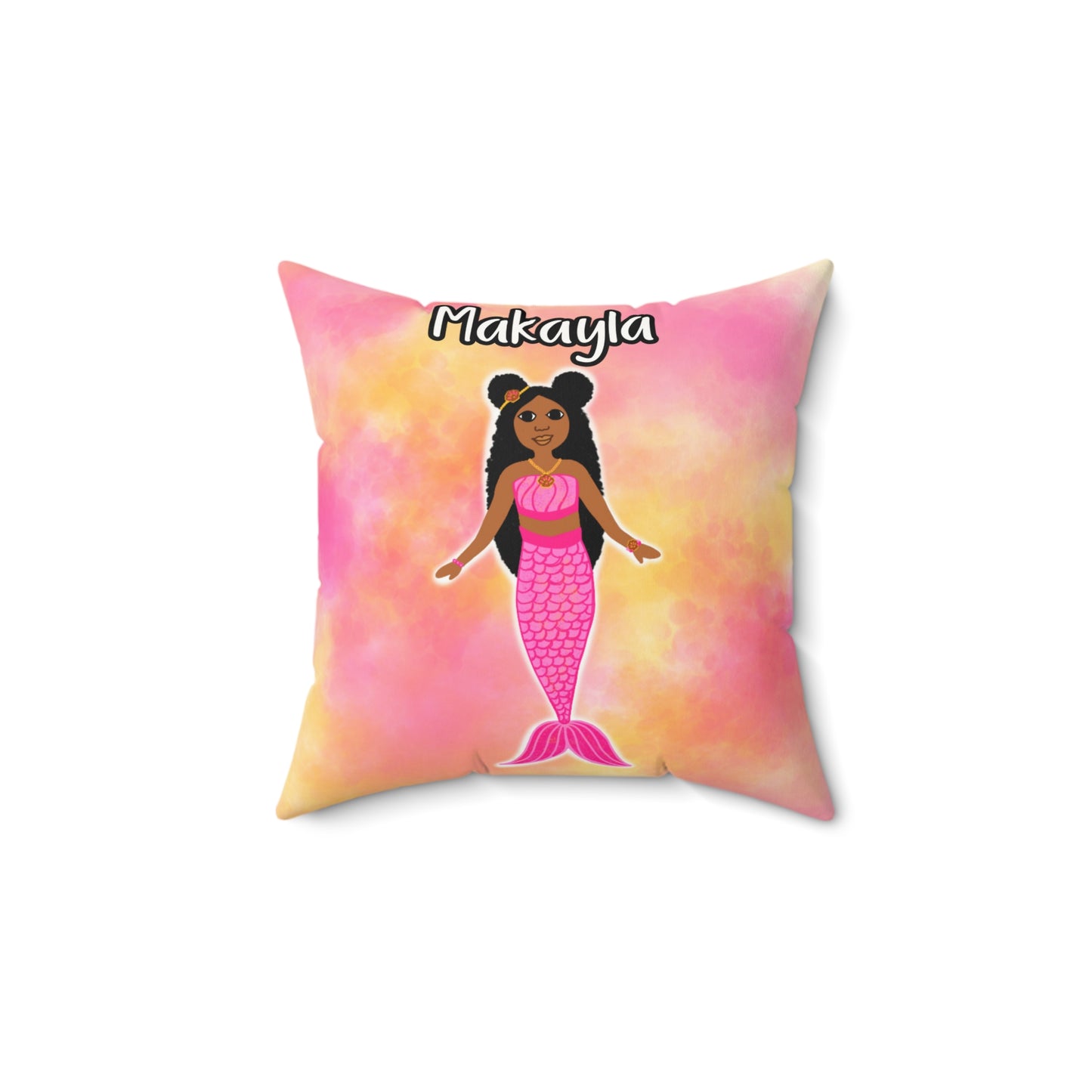 Cocoa Cutie Mermaid PINK Affirmation Pillow- Girl (PICK SKIN TONE)