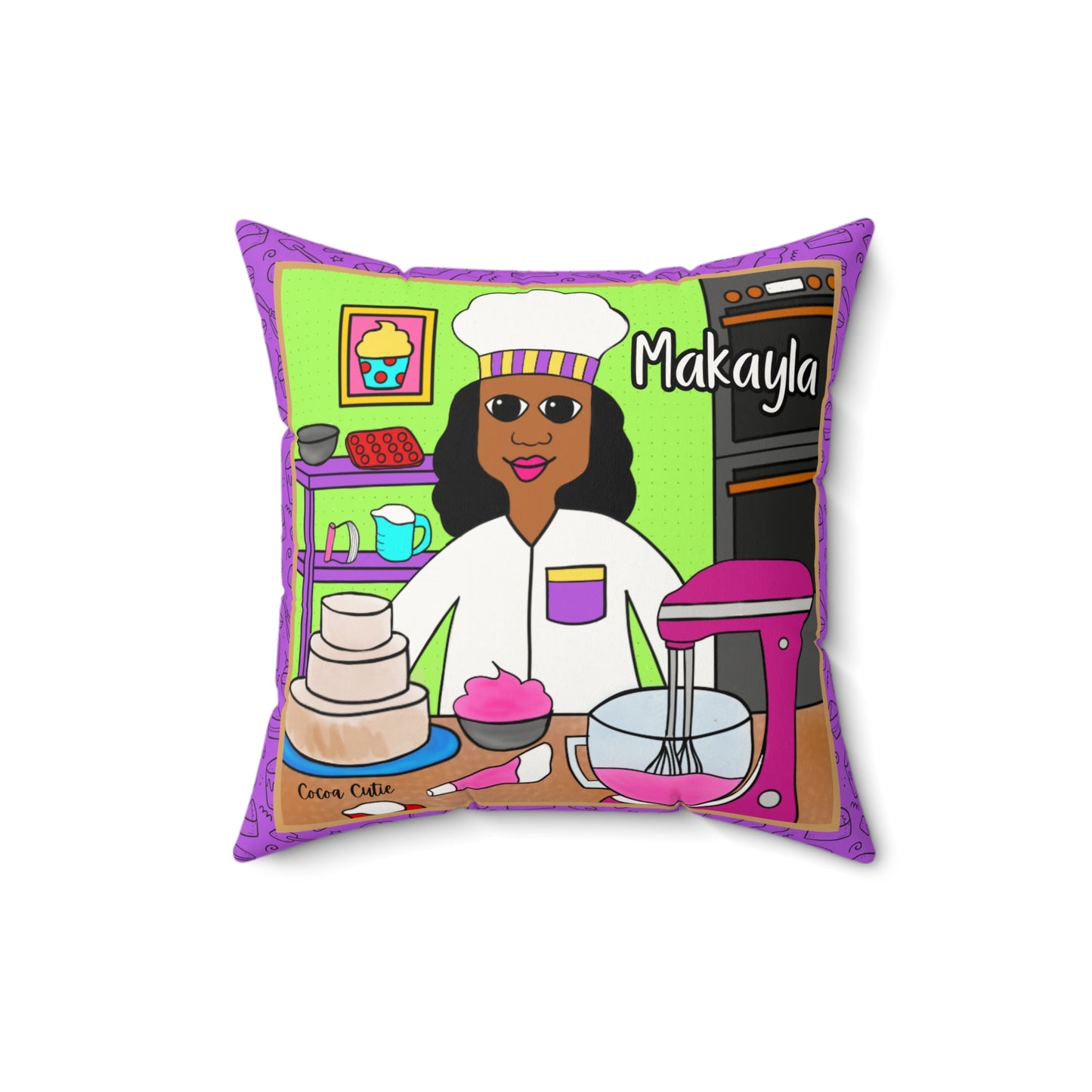 Cocoa Cutie Baker Affirmation Pillow- Girl (PICK SKIN TONE)