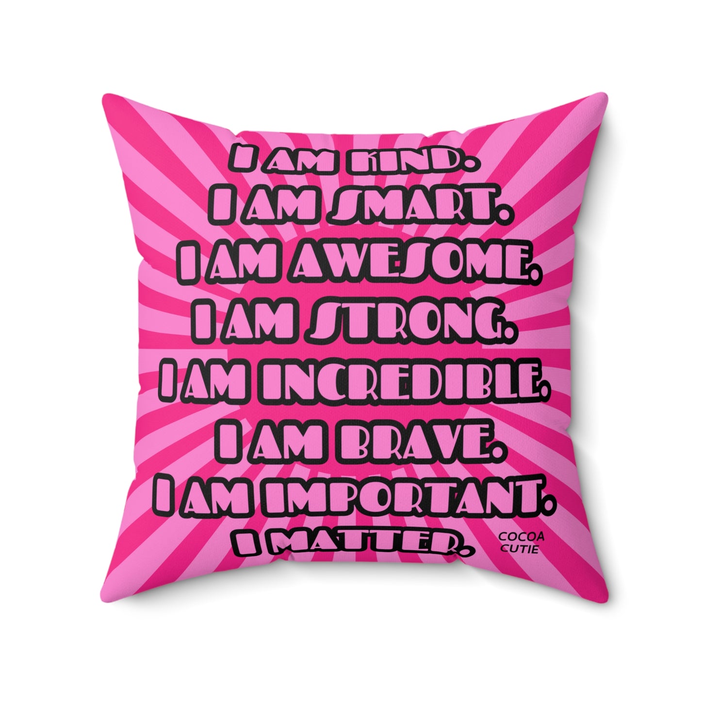 Cocoa Cutie Afro Puffs Pink Bows Affirmation Pillow- Girl (PICK SKIN TONE)