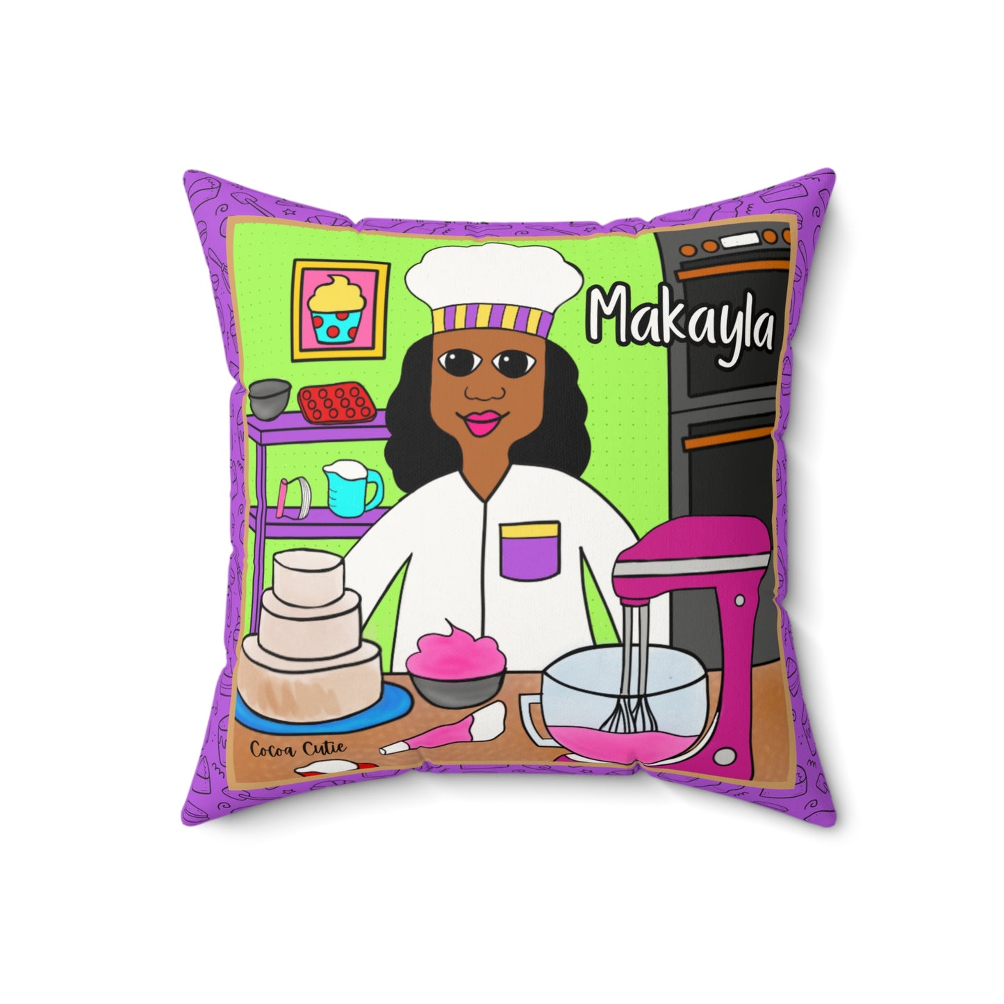 Cocoa Cutie Baker Affirmation Pillow- Girl (PICK SKIN TONE)