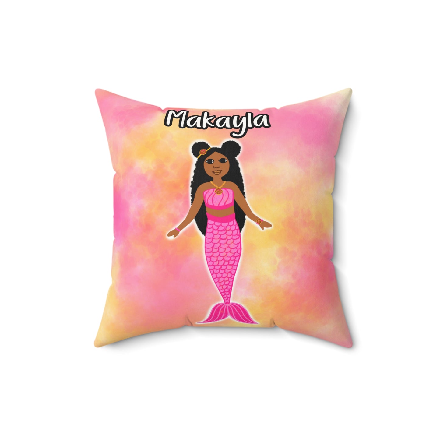 Cocoa Cutie Mermaid PINK Affirmation Pillow- Girl (PICK SKIN TONE)