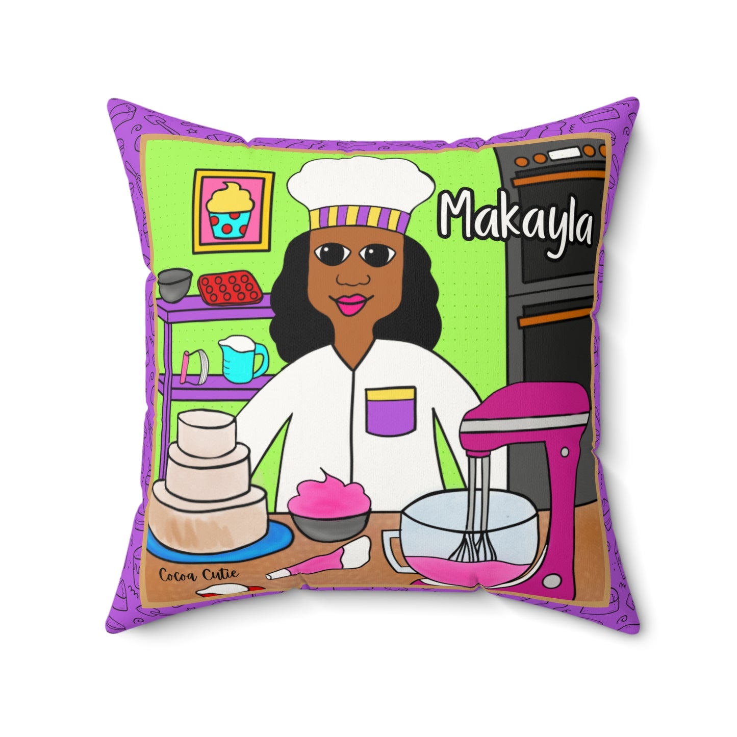 Cocoa Cutie Baker Affirmation Pillow- Girl (PICK SKIN TONE)