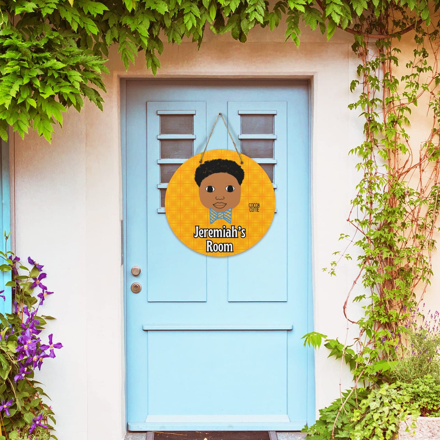Cocoa Cutie Bow Tie Boy Round Wall Door Sign 11.8''