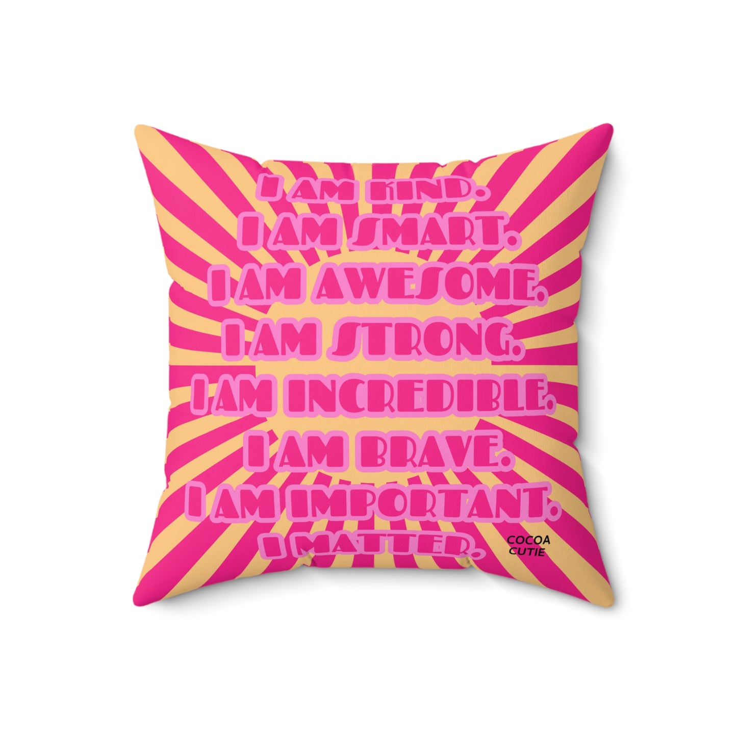 Cocoa Cutie Mermaid PINK Affirmation Pillow- Girl (PICK SKIN TONE)