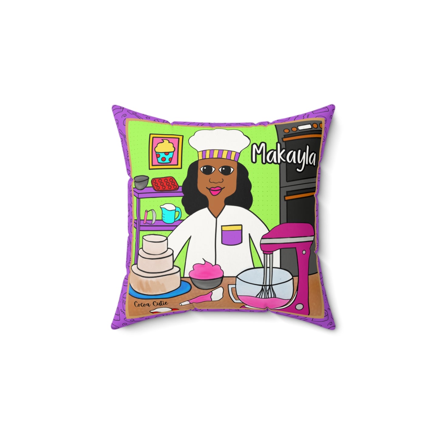 Cocoa Cutie Baker Affirmation Pillow- Girl (PICK SKIN TONE)