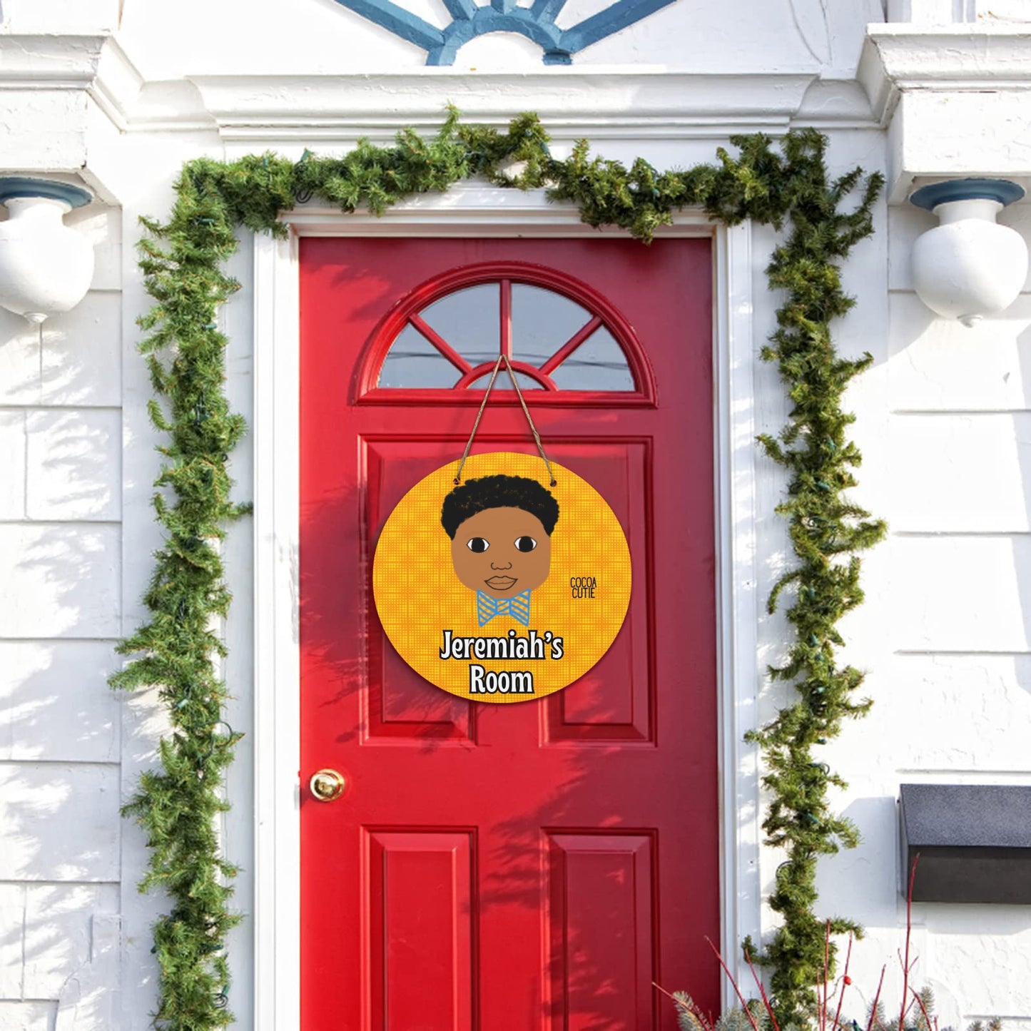 Cocoa Cutie Bow Tie Boy Round Wall Door Sign 11.8''