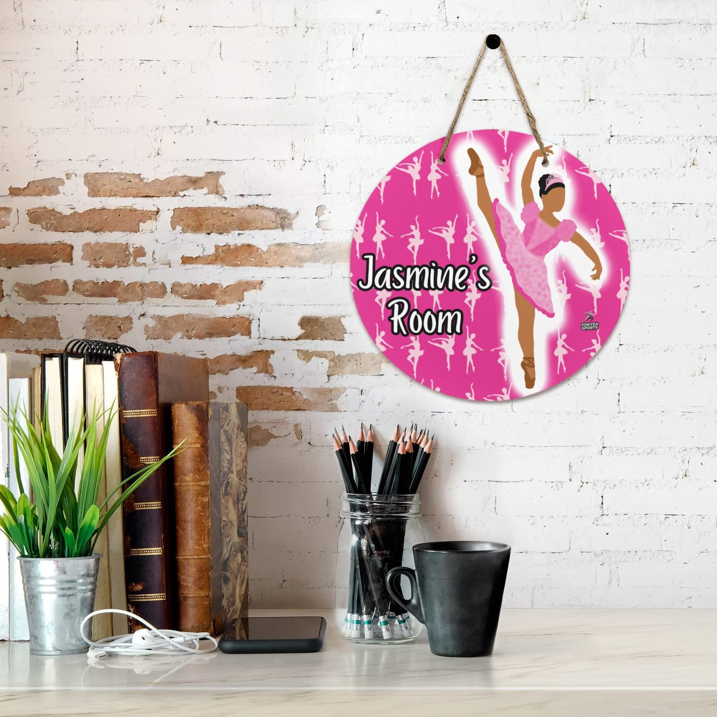 Cocoa Cutie Fonyea Sports Ballerina Round Wooden Door Sign 11.8''