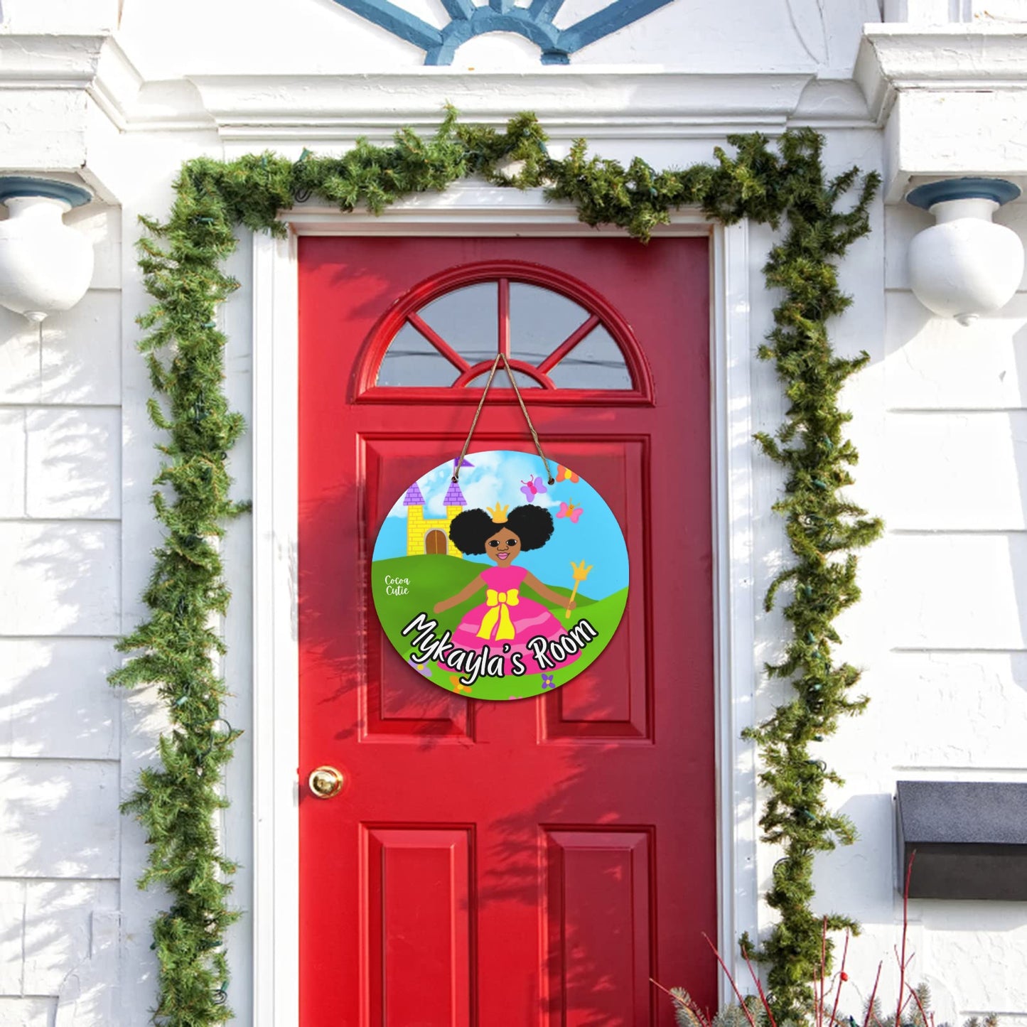 Cocoa Cutie Princess Round Wooden Wall Door Sign 11.8''
