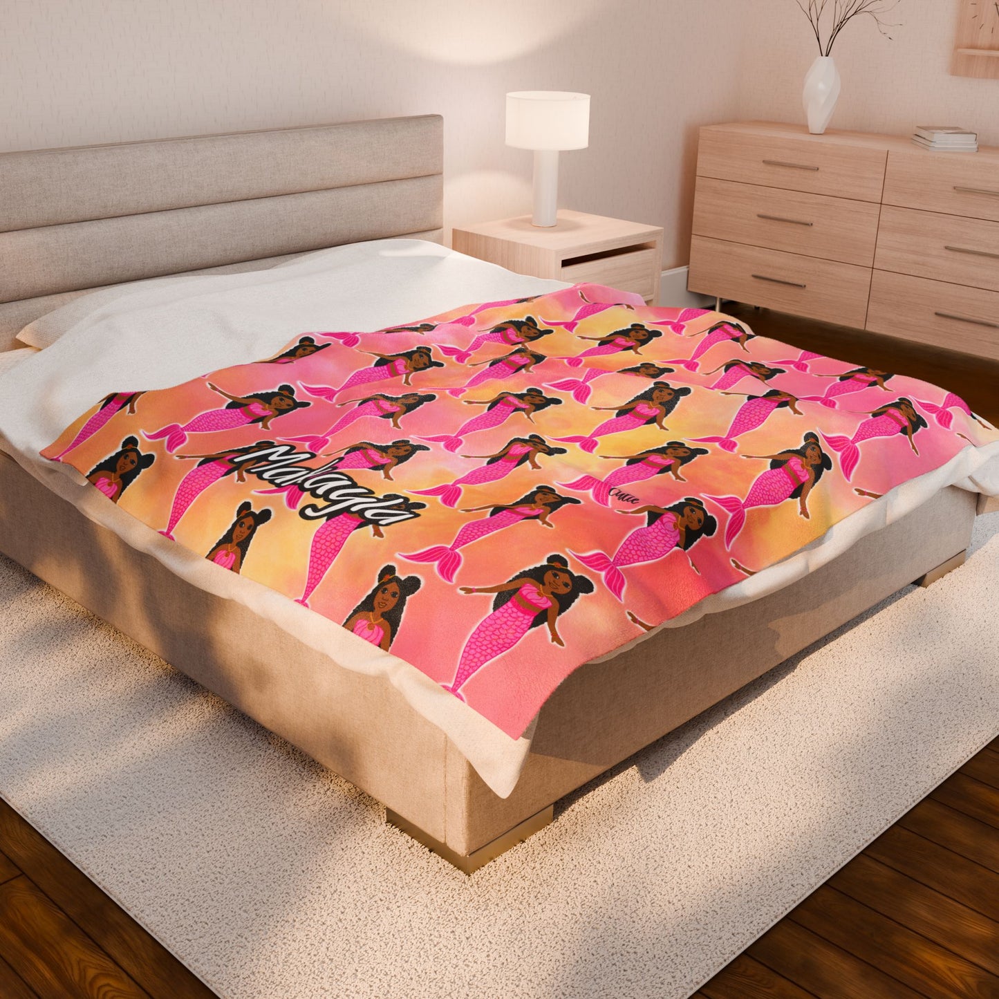 Cocoa Cutie Pink Mermaid Blanket (Three Sizes)