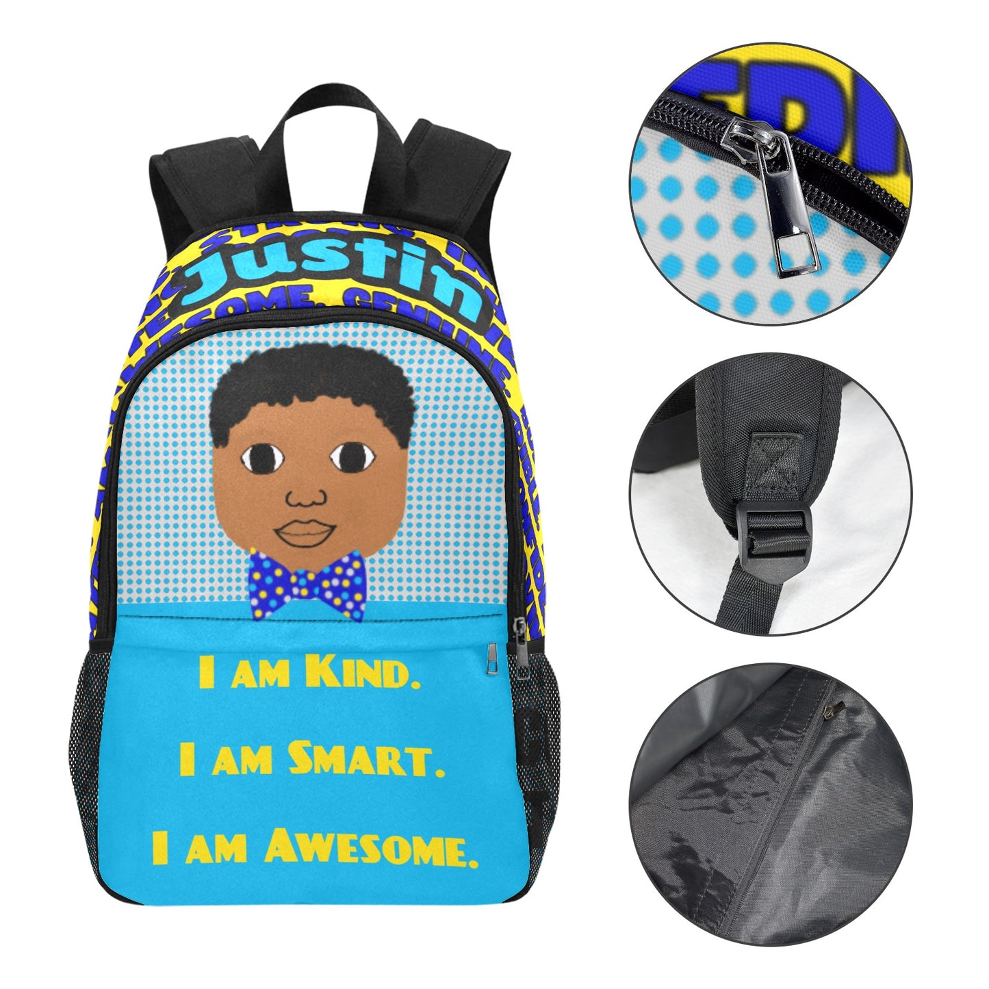 Cocoa Cutie Bow Tie Boy I Am Kind Blue Backpack