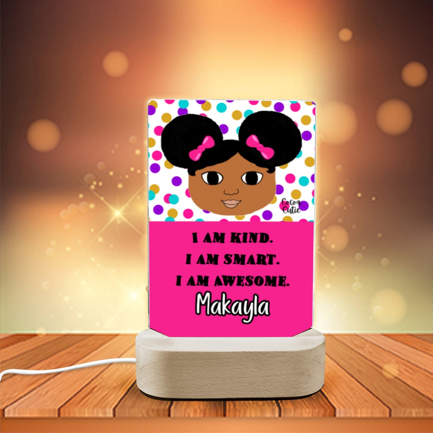 Cocoa Cutie Afro Puffs I Am Kind Display Night Light