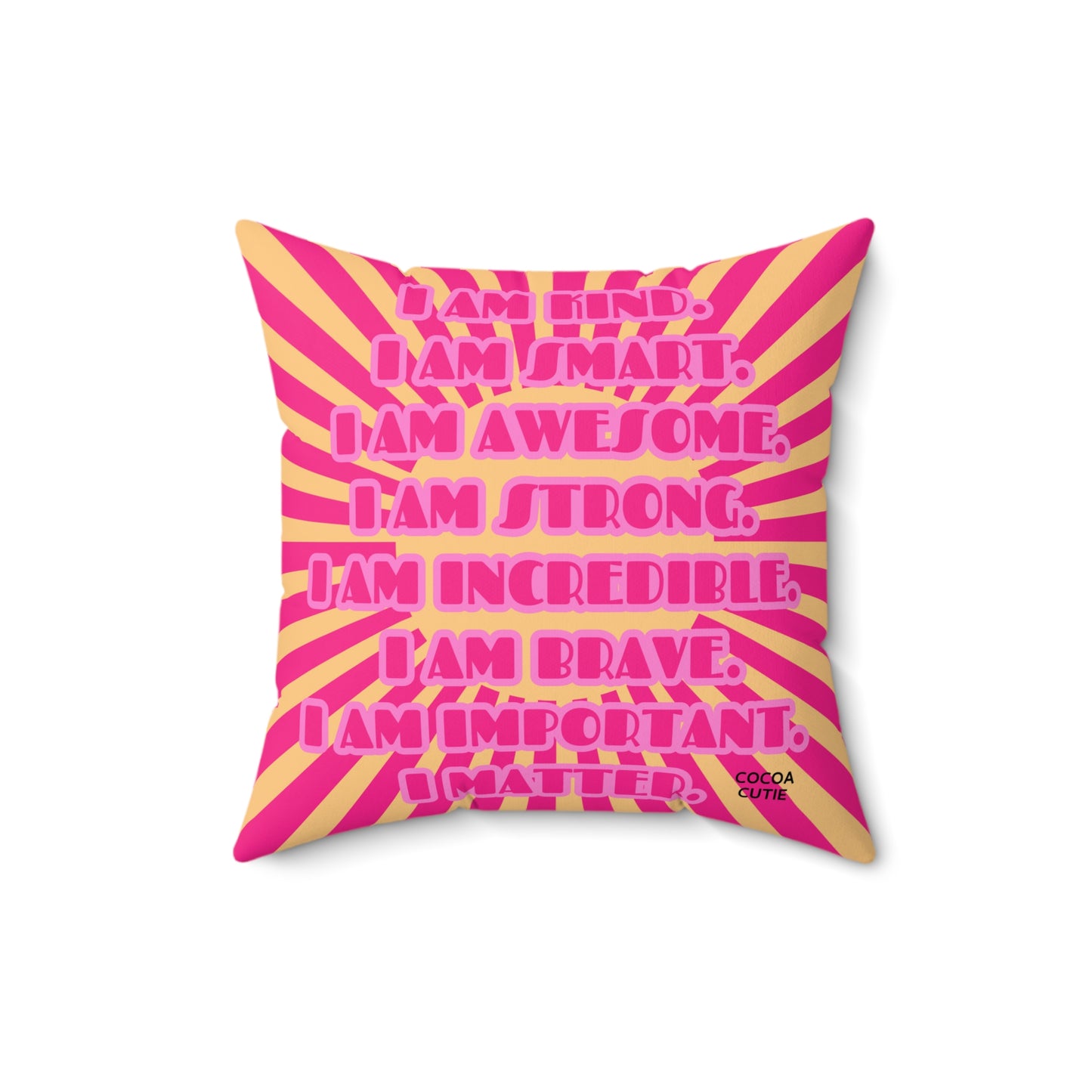 Cocoa Cutie Mermaid PINK Affirmation Pillow- Girl (PICK SKIN TONE)