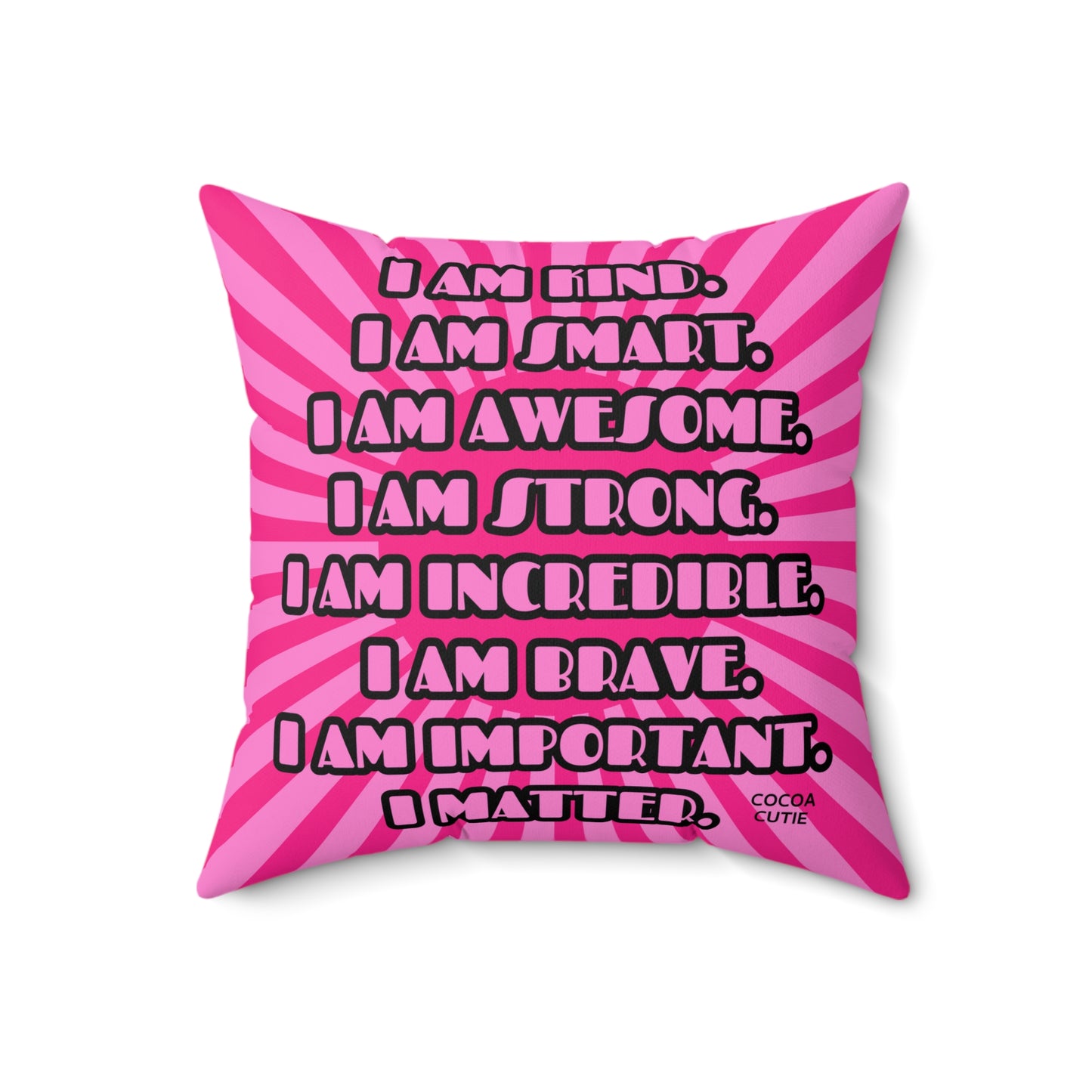 Cocoa Cutie Afro Puffs Pink Bows Affirmation Pillow- Girl (PICK SKIN TONE)