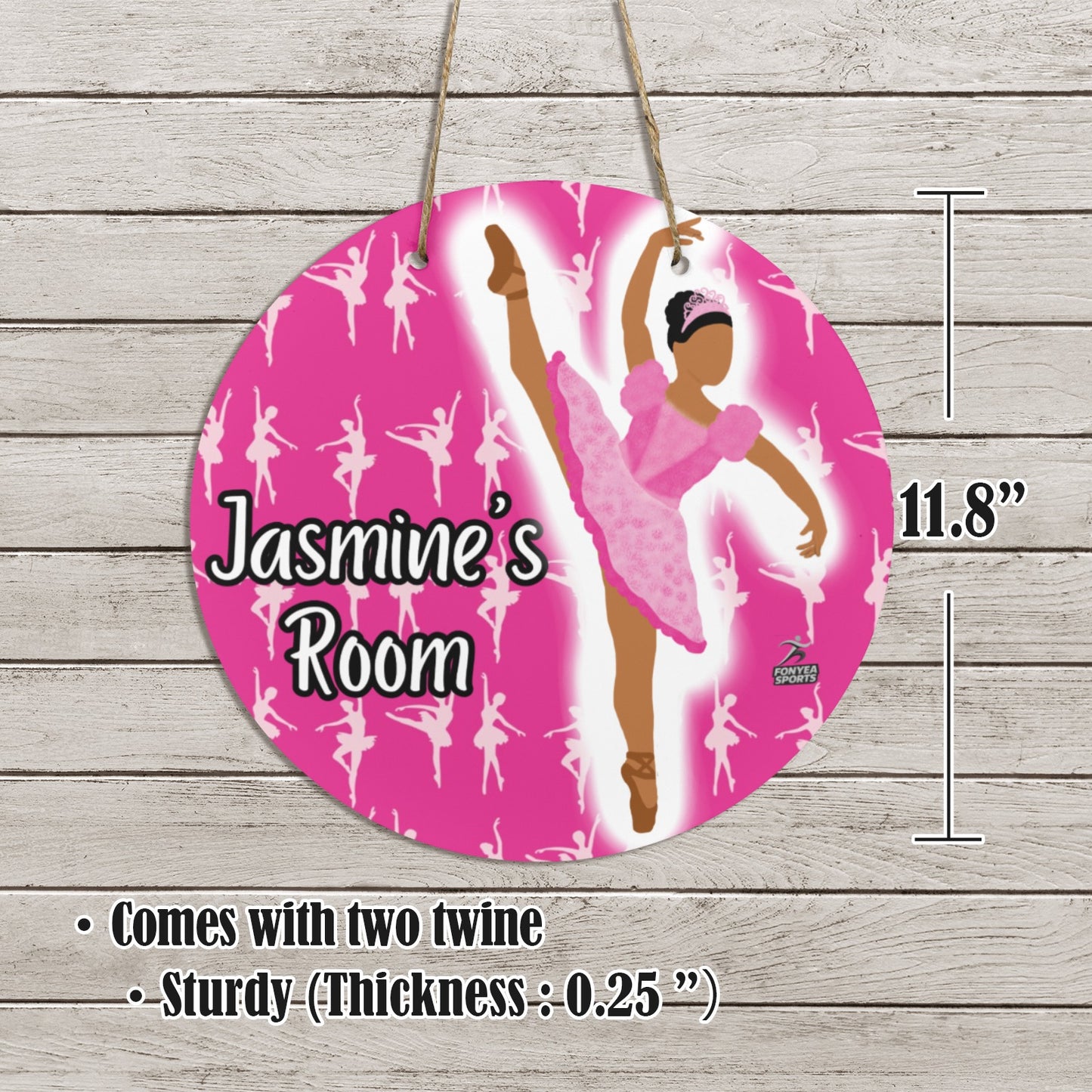 Cocoa Cutie Fonyea Sports Ballerina Round Wooden Door Sign 11.8''