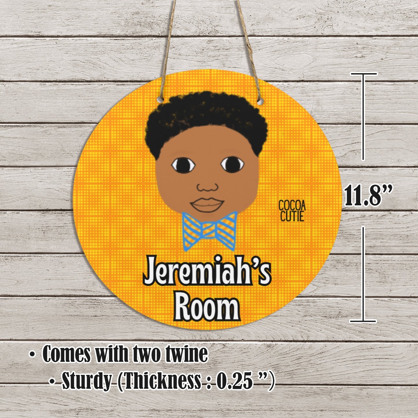 Cocoa Cutie Bow Tie Boy Round Wall Door Sign 11.8''