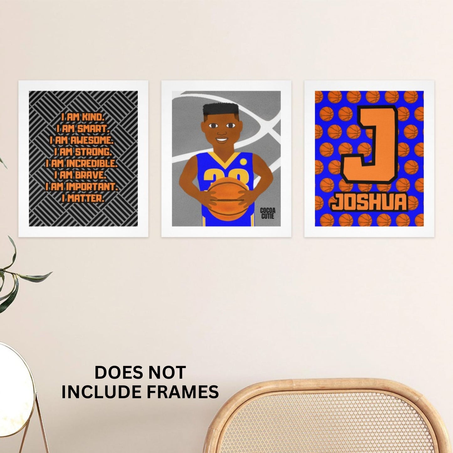 Cocoa Cutie Affirmations Wall Art Collage Basketball B-Ball Boy (PICK SKIN TONE)