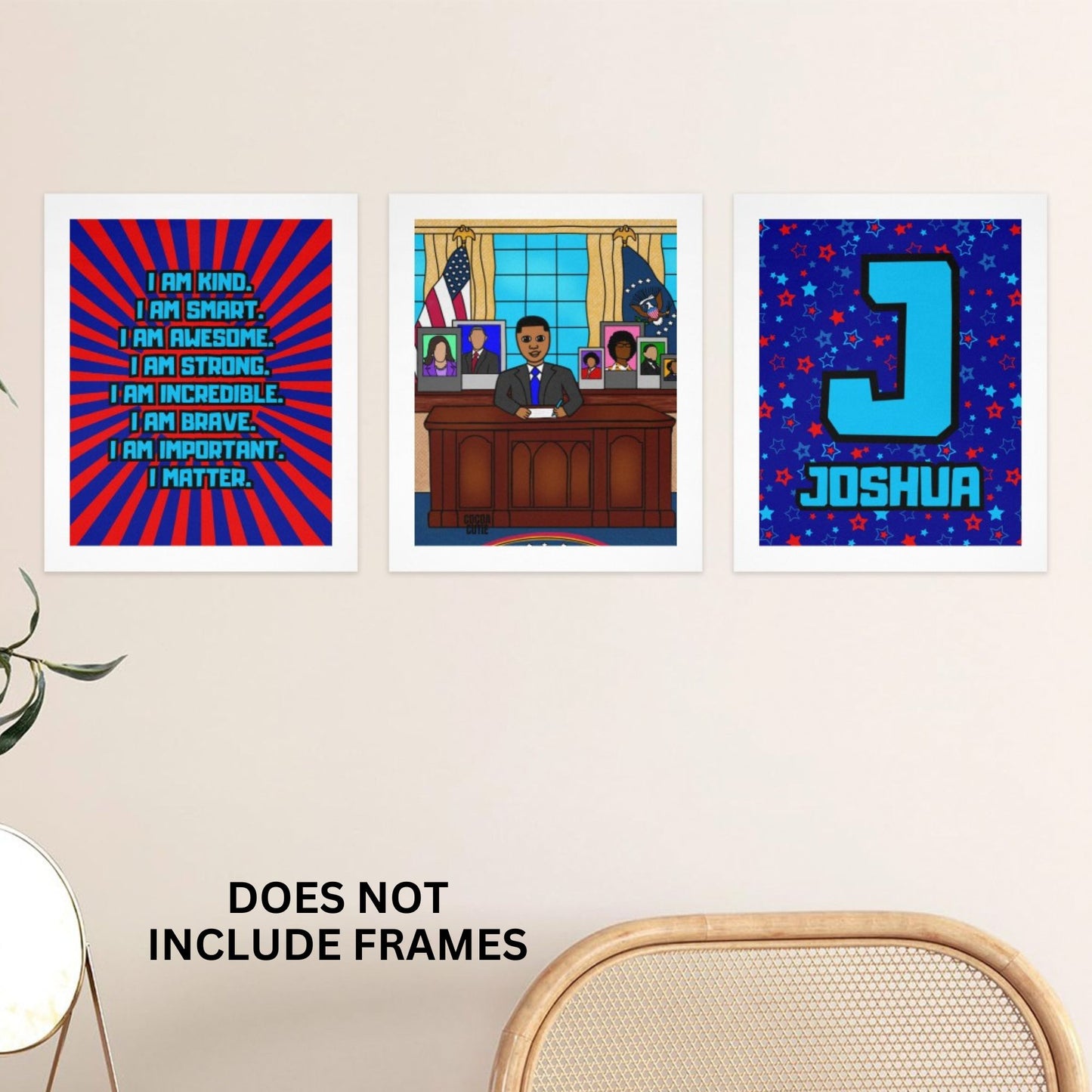 Cocoa Cutie Affirmations Wall Art Collage President Boy (PICK SKIN TONE)