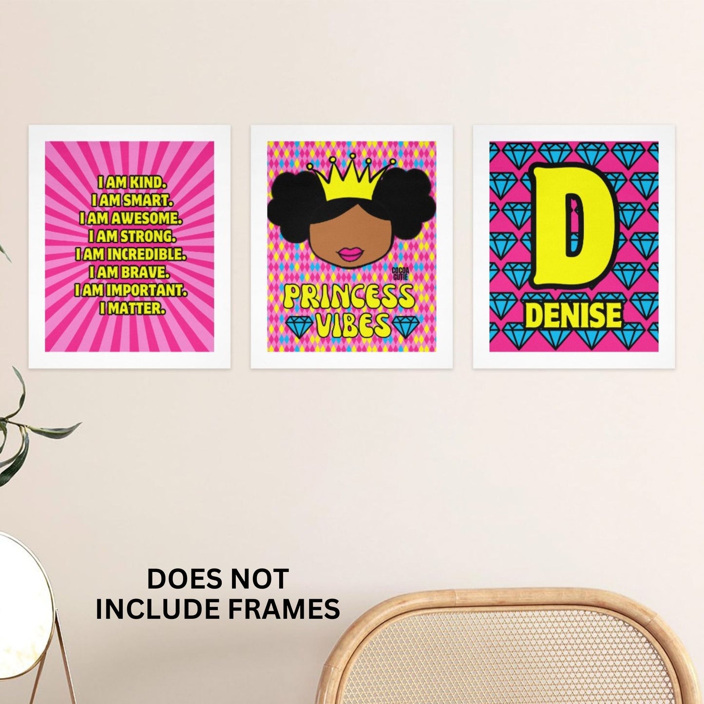 Cocoa Cutie Affirmations Wall Art Collage Princess Vibes (PICK SKIN TONE)