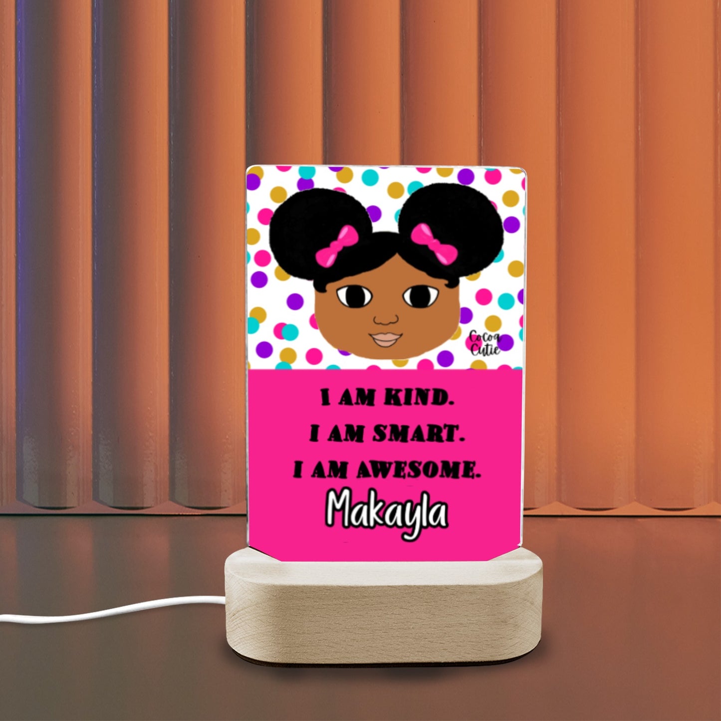 Cocoa Cutie Afro Puffs I Am Kind Display Night Light