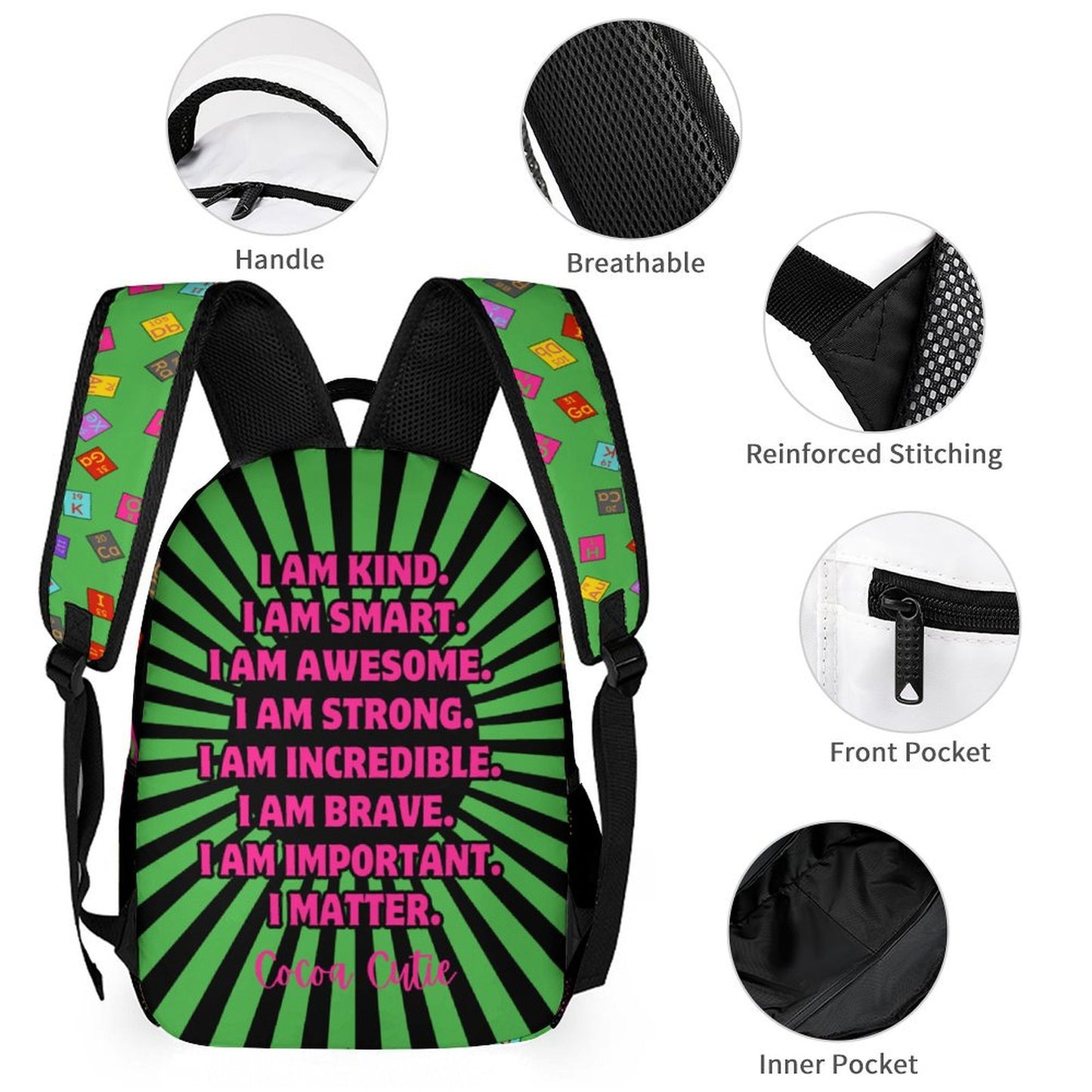 Cocoa Cutie Chemist Girl Three Piece Backpack Set