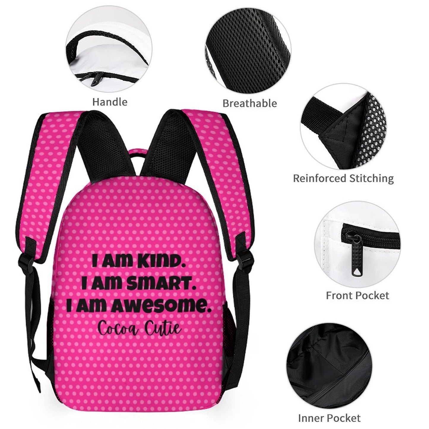 Cocoa Cutie Afro Puffs Girl Three Piece Backpack Set