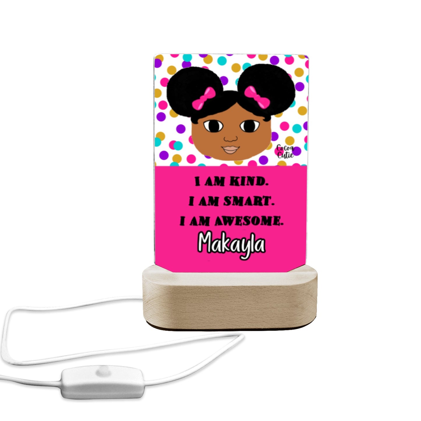 Cocoa Cutie Afro Puffs I Am Kind Display Night Light