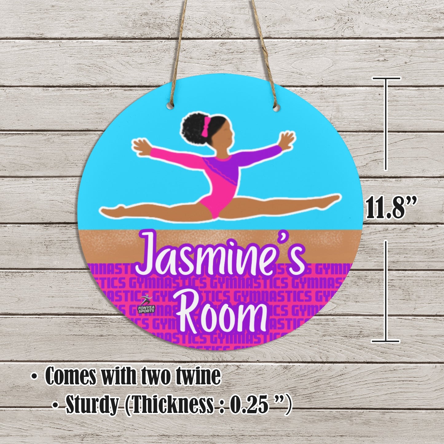 Cocoa Cutie Fonyea Sports Gymnast Round Wooden Door Sign 11.8''
