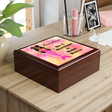 Load image into Gallery viewer, Cocoa Cutie Pink Mermaid Jewelry Box, Keepsake Box-Wood &amp; Ceramic Tile Top (PICK SKIN TONE)
