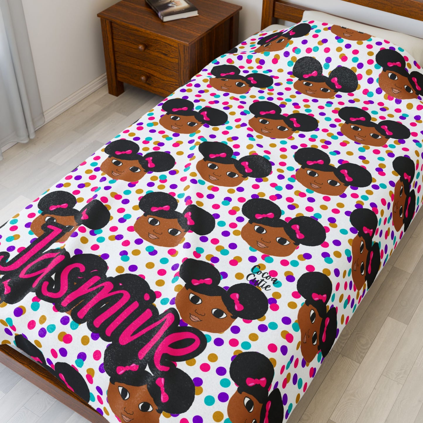 Cocoa Cutie Afro Puffs Blanket (Three Sizes)
