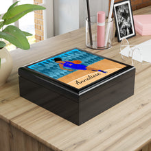 Load image into Gallery viewer, Cocoa Cutie Basketball Girl Jewelry Box, Keepsake Box-Wood &amp; Ceramic Tile Top (PICK SKIN TONE)
