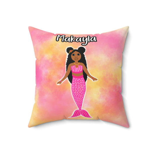 Cocoa Cutie Mermaid PINK Affirmation Pillow- Girl (PICK SKIN TONE)