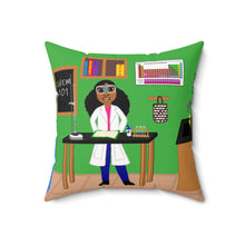 Load image into Gallery viewer, Cocoa Cutie Scientist Affirmation Pillow- Girl (PICK SKIN TONE)
