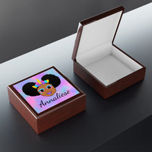 Load image into Gallery viewer, Cocoa Cutie Unicorn Magic Jewelry Box, Keepsake Box-Wood &amp; Ceramic Tile Top (PICK SKIN TONE)
