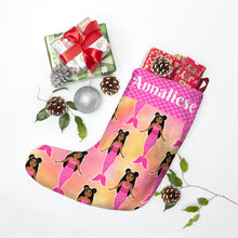 Load image into Gallery viewer, Cocoa Cutie Pink Mermaid Christmas Stockings (PICK SKIN TONE)
