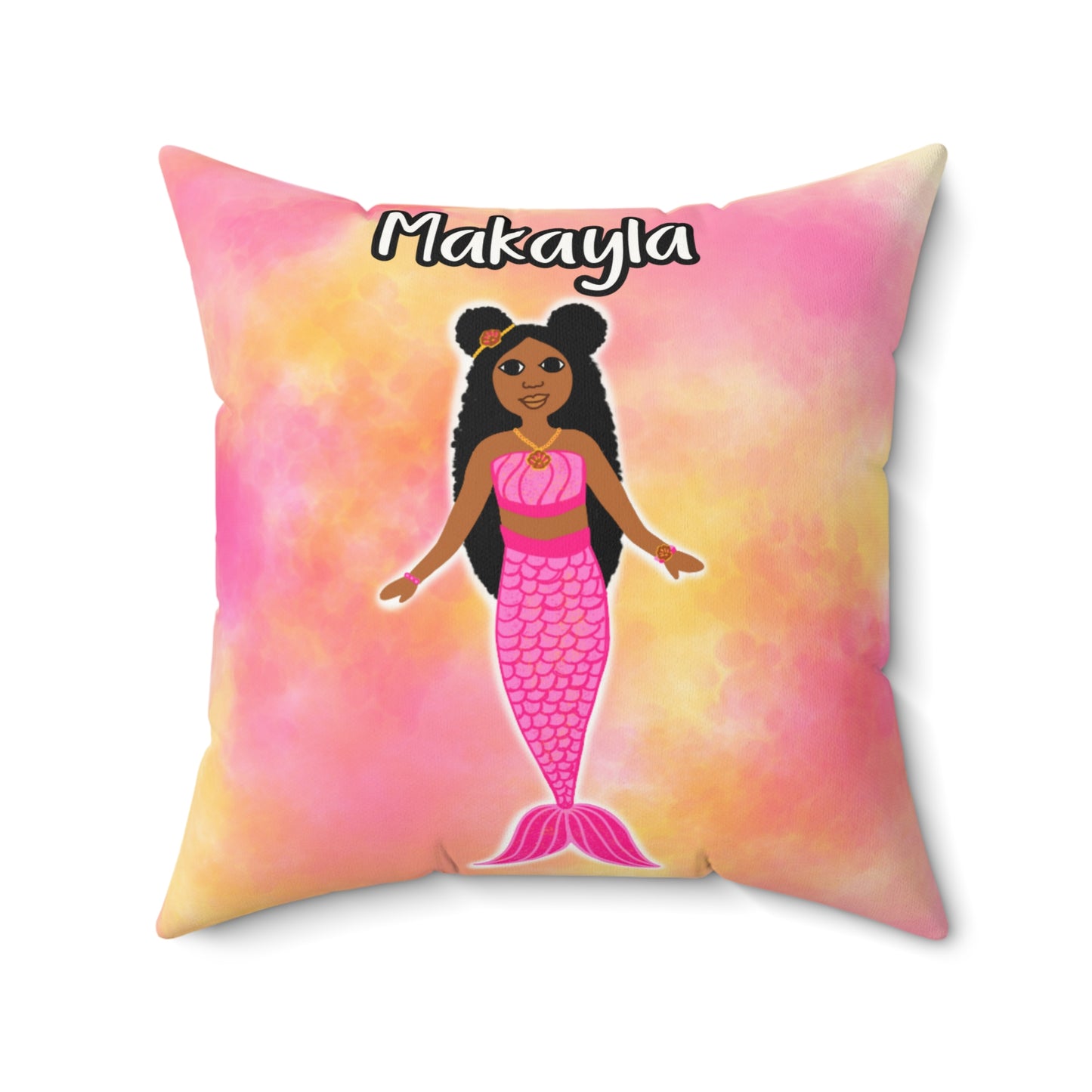 Cocoa Cutie Mermaid PINK Affirmation Pillow- Girl (PICK SKIN TONE)