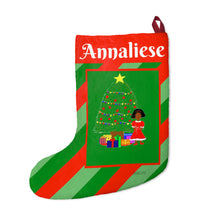 Load image into Gallery viewer, Cocoa Cutie Christmas Tree Girl Christmas Stockings
