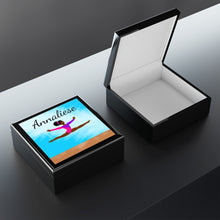 Load image into Gallery viewer, Cocoa Cutie Active Cutie Gymnast Jewelry Box, Keepsake Box-Wood &amp; Ceramic Tile Top (PICK SKIN TONE)
