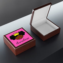 Load image into Gallery viewer, Cocoa Cutie Princess Vibes Jewelry Box, Keepsake Box-Wood &amp; Ceramic Tile Top (PICK SKIN TONE)
