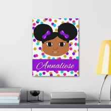 Load image into Gallery viewer, Cocoa Cutie Afro Puffs Girl Canvas Wall Art (PICK SKIN TONE)
