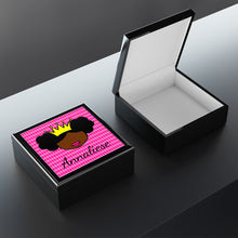 Load image into Gallery viewer, Cocoa Cutie Princess Vibes Jewelry Box, Keepsake Box-Wood &amp; Ceramic Tile Top (PICK SKIN TONE)
