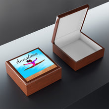 Load image into Gallery viewer, Cocoa Cutie Active Cutie Gymnast Jewelry Box, Keepsake Box-Wood &amp; Ceramic Tile Top (PICK SKIN TONE)
