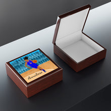 Load image into Gallery viewer, Cocoa Cutie Basketball Girl Jewelry Box, Keepsake Box-Wood &amp; Ceramic Tile Top (PICK SKIN TONE)
