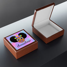 Load image into Gallery viewer, Cocoa Cutie Unicorn Magic Jewelry Box, Keepsake Box-Wood &amp; Ceramic Tile Top (PICK SKIN TONE)
