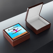 Load image into Gallery viewer, Cocoa Cutie Active Cutie Gymnast Jewelry Box, Keepsake Box-Wood &amp; Ceramic Tile Top (PICK SKIN TONE)
