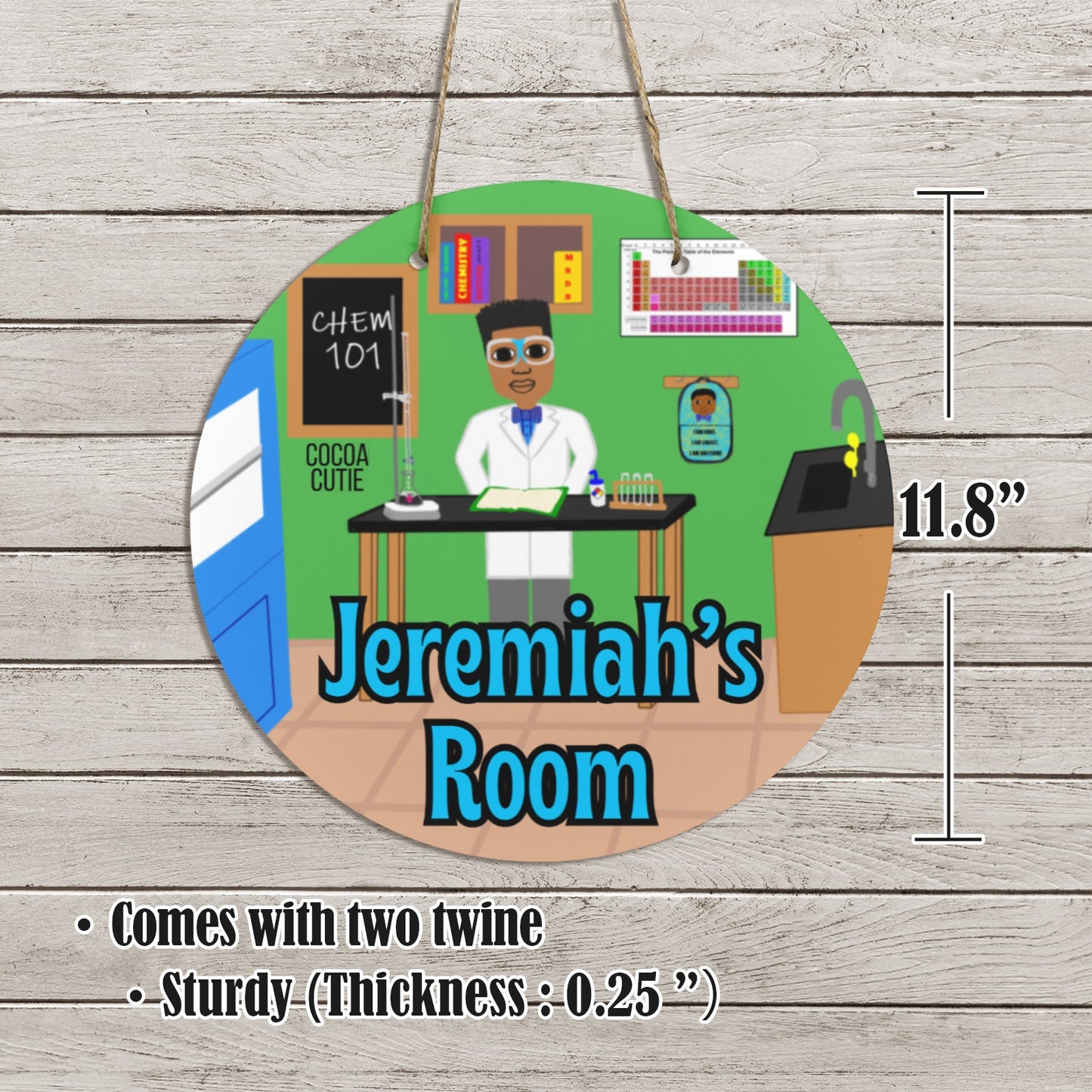 Cocoa Cutie Chemist Boy Round Wooden Wall Door Sign 11.8''