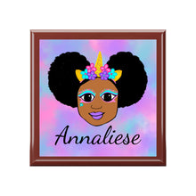 Load image into Gallery viewer, Cocoa Cutie Unicorn Magic Jewelry Box, Keepsake Box-Wood &amp; Ceramic Tile Top (PICK SKIN TONE)
